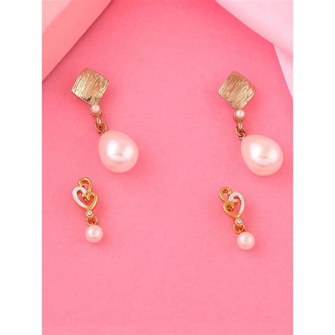 Buy Estele Gold Plated Sparkling Stud Earrings For Girls and Women (Set ...