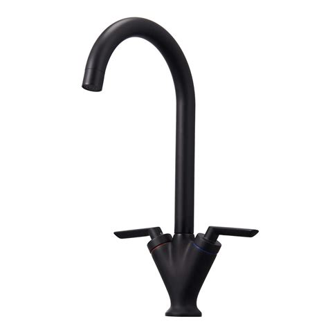 Buy Black Kitchen Taps Hapilife Twin Lever Kitchen Mixer Tap Swivel ...