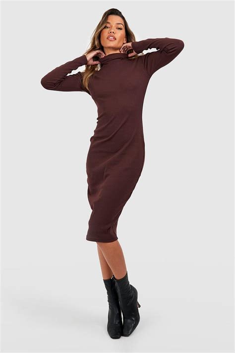 Turtleneck Long Sleeve Midi Dress | boohoo AU