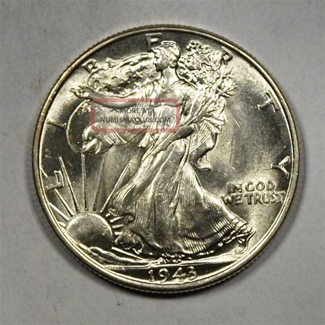 1943 Silver Walking Liberty Half Dollar, Near Gem Uncirculated