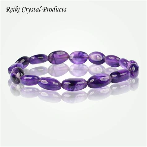 Buy Reiki Crystal Products Purple African Amethyst Bracelet in Oval ...