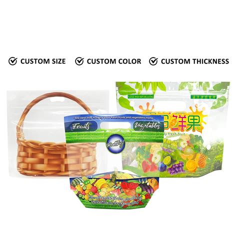 Fruit Plastic Packaging:Custom Cold Anti Fog With Handel Slider Zipper ...
