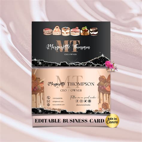 Buy MODERN Creative BLACK Cake Bakery Business Card Template DIY ...