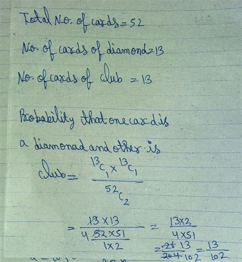 2 cards are drwan together from a pack of 52 cards the probability that ...