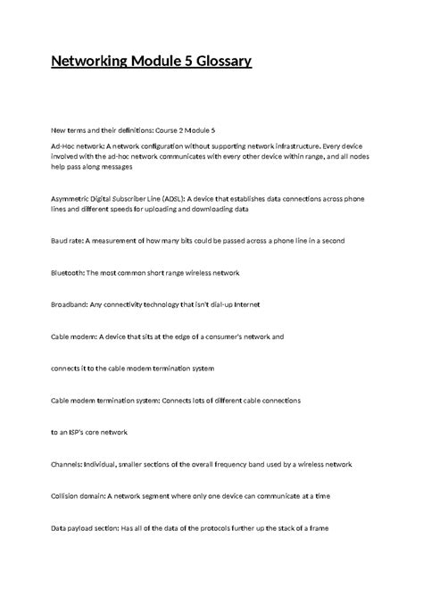 Module 5 - important notes - Networking Module 5 Glossary New terms and ...