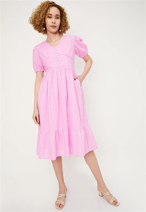 Buy Women Woven Schiffli Midi Dress Online at just Rs. 1499.0 ...