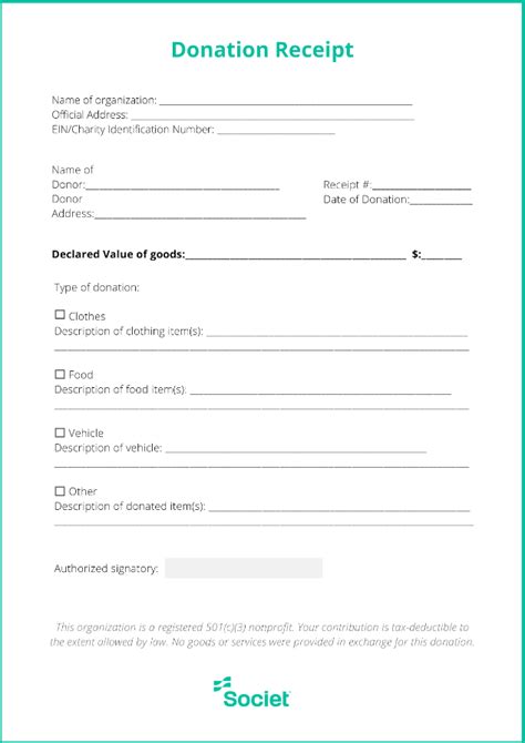 Free Donation Receipt Template | Societ Nonprofit Solutions ...