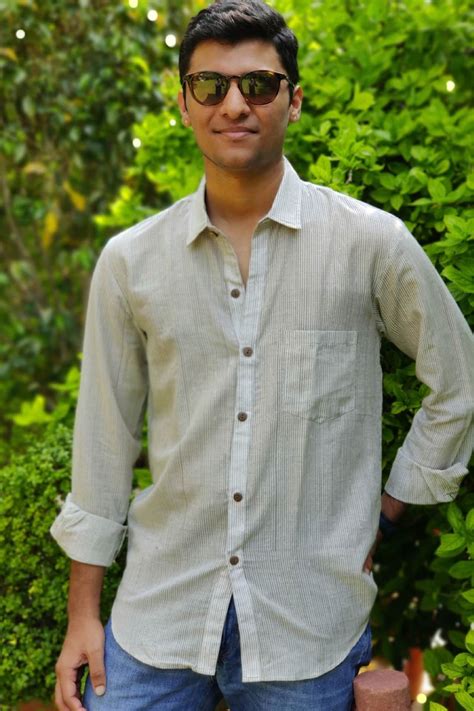 Men Full Sleeves Shirt-Grey Stripes Narrow