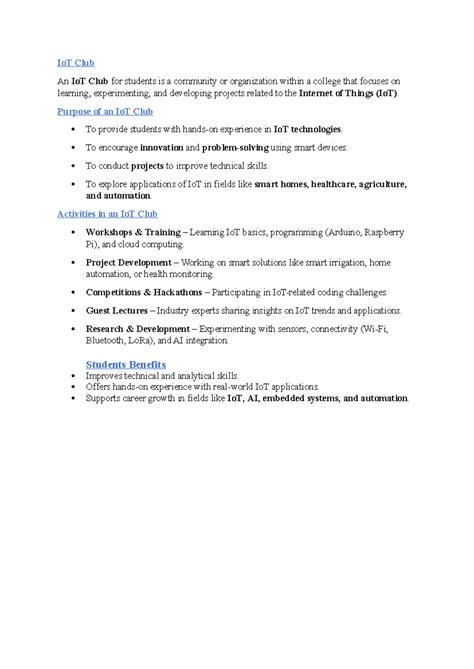 Io T Club - NIL - IoT Club An IoT Club for students is a community or ...