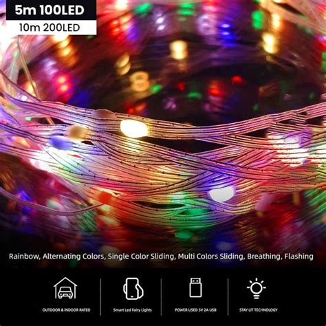 USB Powered Smart Fairy String Lights with App & Remote Control, Music ...