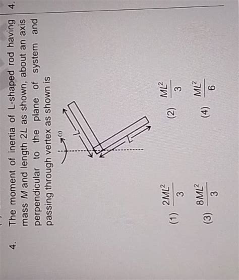 The moment of inertia of L-shaped rod having mass M and length 2L as show..
