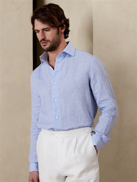 Tailored Slim Linen Dress Shirt | Banana Republic