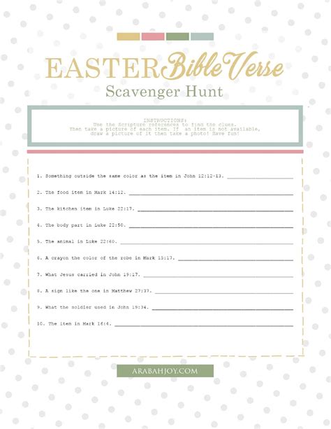 Printable - Easter Bible Verse Scavenger Hunt - 3 - Arabah - Worksheets ...