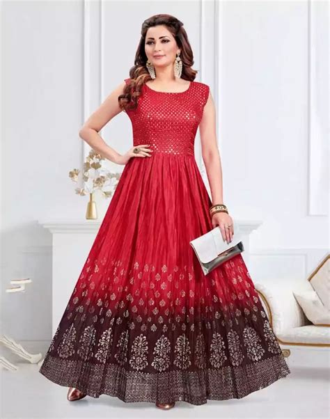 Peach Coloured Embellished work Silk Fabric Kurti – South India ...