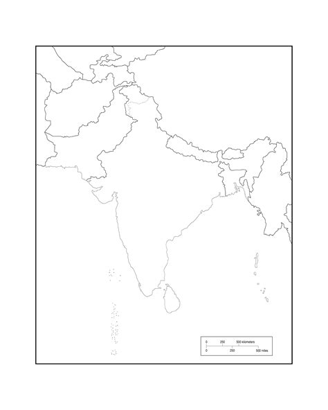Printable South Asia Map Blank for Education and Travel