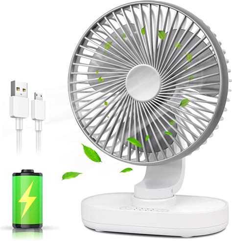 Small Oscillating Desk Fan Portable Table Fan Rechargeable USB Battery ...