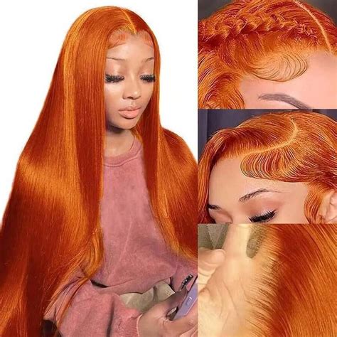 Ginger Wig Human Hair 13x4 Straight Ginger Orange Lace Front Wigs Human ...