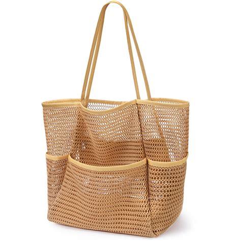 KPX Mesh Beach Bag, Tote Bag for Women Large Foldable Mesh Swimming Bag ...