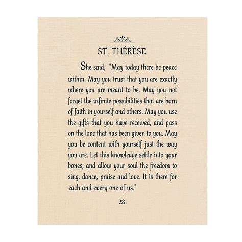 34;May There Be Peace Within"-St. Therese | Ubuy India