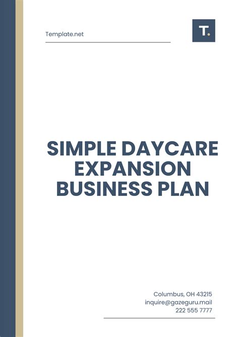 Free Simple Daycare Expansion Business Plan Template to Edit Online