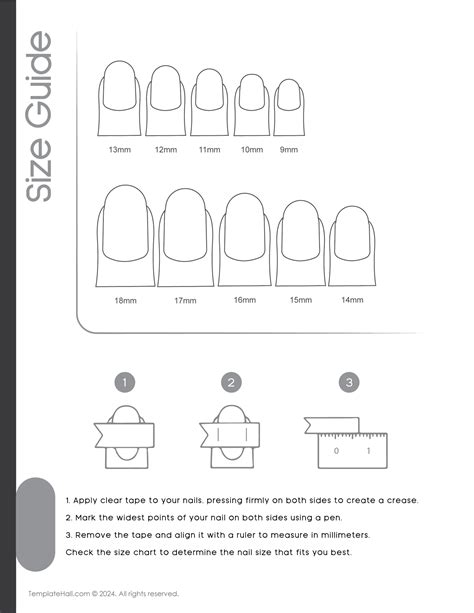Printable Press On Nail Size Chart Templates [PDF Download]