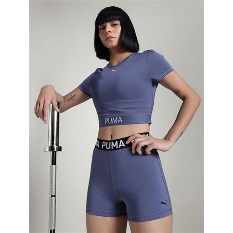 Buy Puma Strong Women Blue Crop Training T-Shirt Online