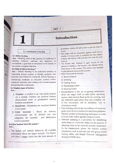 EH UNIT I - Introduction to Ethical Hacking and Security Concepts - Studocu