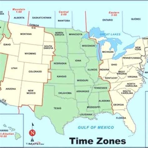 United states map time zones printable
