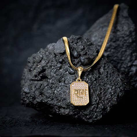 Studded CZ Shree Ram Pendant with Gold Plated Chain – Zivia