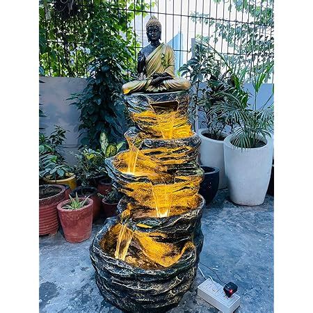 Expleasia Slate Buddha 4ft Water Fountain for Home, Office, Garden Grey ...
