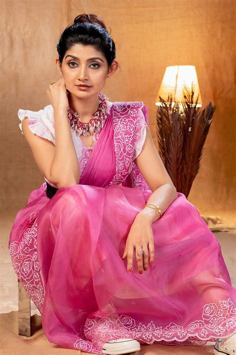 Pink Color Pure Silk Organza Saree – Byhand