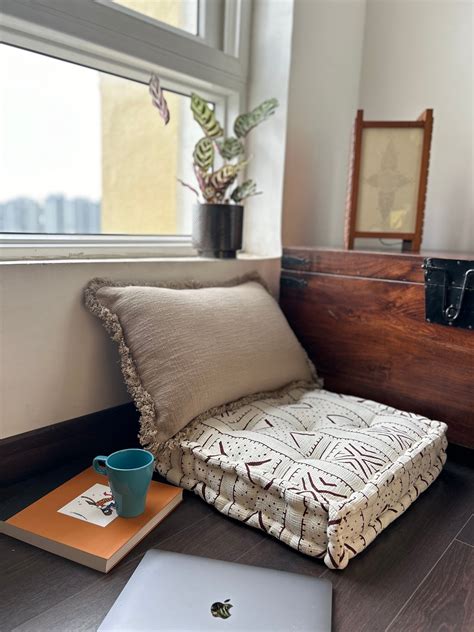 Floor Cushion - Brown Mud Cloth Print - 20" X 20" X 4" – TOOFAB