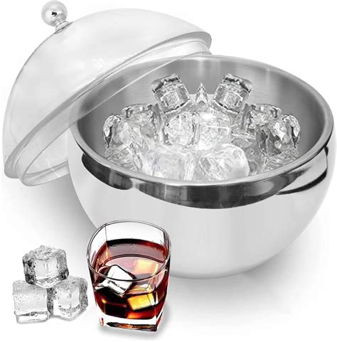 Amazon.com: Ice Bucket with Lid Spherical Stainless Steel Ice Box ...