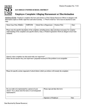 Fillable Online sandi Sexual Harassment Complaint Form - San Diego City ...