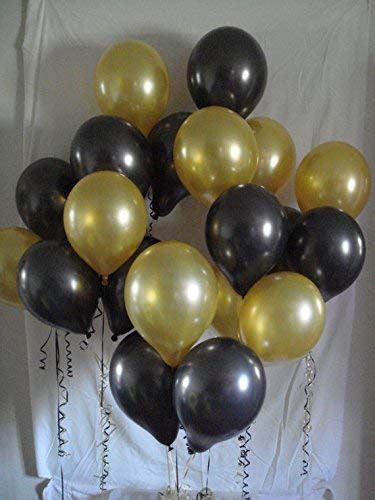 BookMyBalloons™ Toy Balloons Metallic HD Black & Gold (Pack of 50 ...