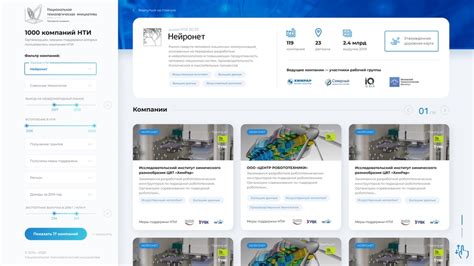 Разработка сайта «1000 компаний НТИ 20.35» для Платформы Национальной ...