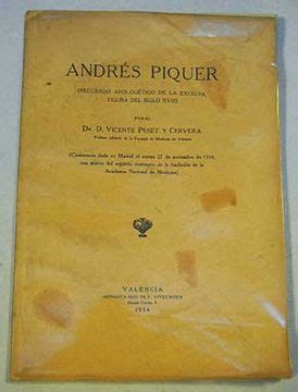 Libro Andr s Piquer: (recuerdo apolog tico de la excelsa figura del ...
