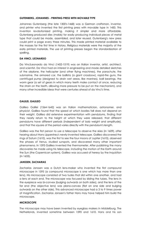 Inventions from the 1400 | DOCX