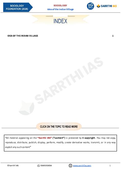 IAS 1 SOCIOLOGY Village Studies: Understanding Rural Social Structures ...