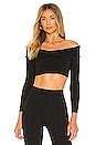 Michael Costello x REVOLVE Knit Ribbed Off Shoulder Top in Black | REVOLVE