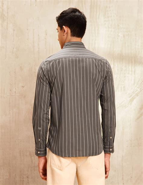 Buy Vertical Striped Regular Fit Shirt Brown|U.S. Polo Assn. India
