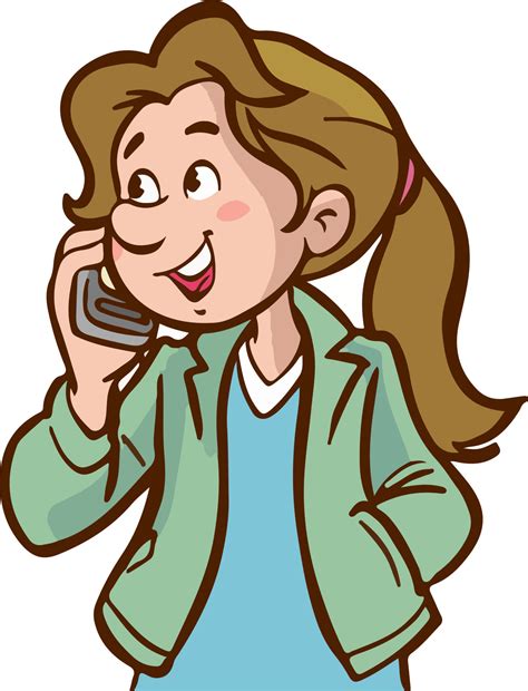 Girl Talking On Phone Clipart