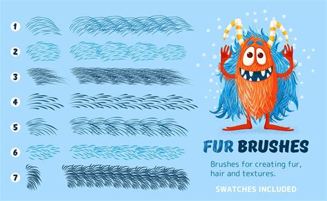 Fur brushes collection. isolated artistic strokes on background. Vector ...