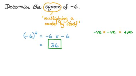 Question Video: Determining the Square of a Negative Integer | Nagwa