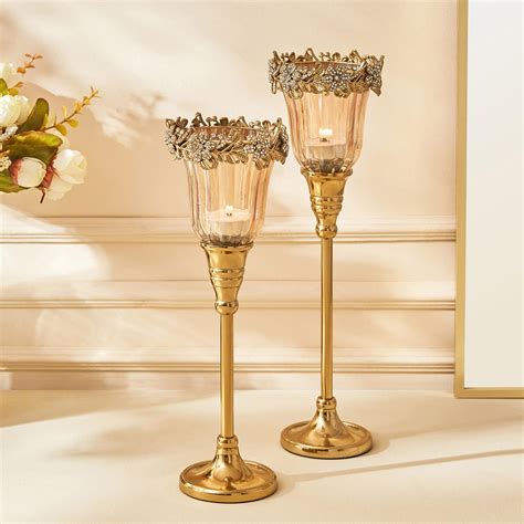 Buy Fables Aftyn Set of 2 Glass Pedestal T-Light Holders from Home ...