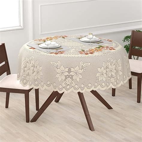 Buy Dakshya Industries Polycotton 60 Inch Round 6 Seater Center Table ...