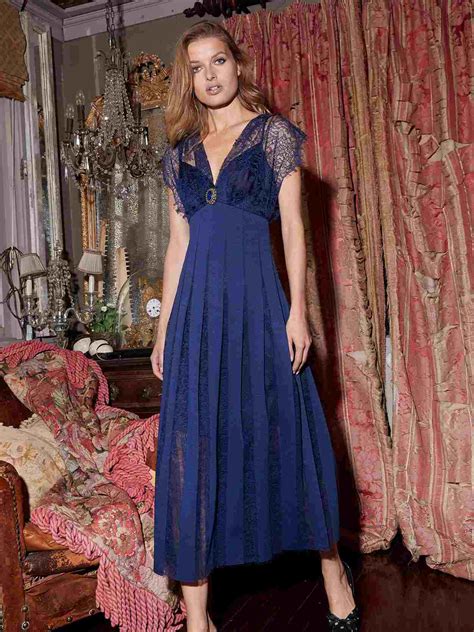 Soft lace midi length, A line Cocktail dress MSDR02