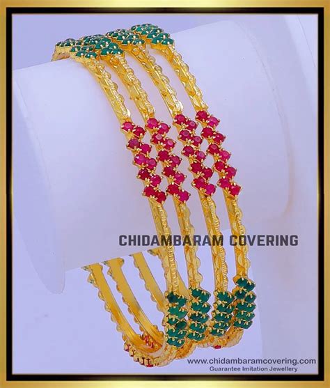 Buy Bridal Wear Ruby Emerald Ad Stone Bangles Set Online