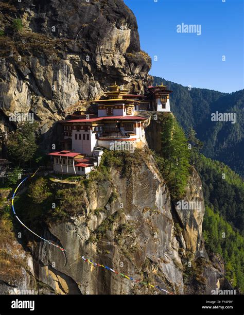 Tiger's Nest (Taktshang) Monastery, perched on cliff near Paro, Bhutan ...