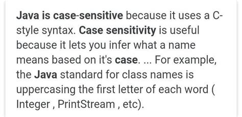 java is case sensitive. explain? - Brainly.in